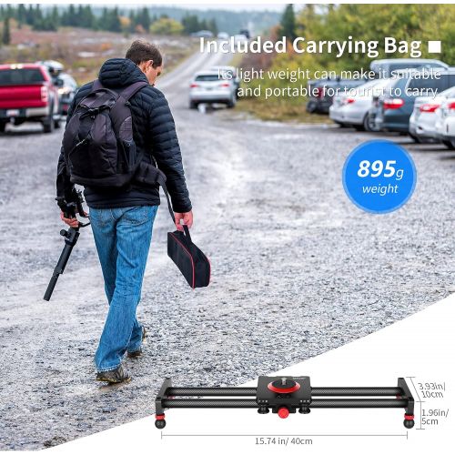 니워 Neewer Camera Slider Carbon Fiber Dolly Rail, 16/40cm with 4 Bearings, Compatible with 13 13 Pro 13 Pro Max 13 Mini & Android Cell Phones and Mirrorless Cameras, Load up to 2.2lbs/