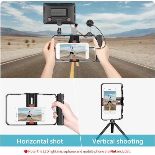 니워 Neewer Smartphone Camera Stabilizer Video Rig, Filmmaking Case, Phone Video Stabilizer Grip Tripod Mount for Videomaker Film-Maker Video-grapher for iPhone 11 11 Pro 11 Pro Max X X