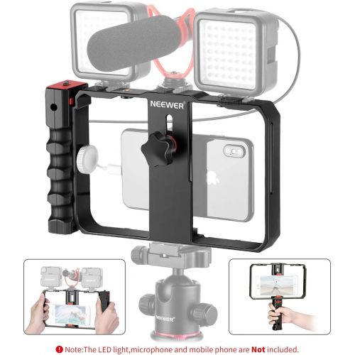 니워 Neewer Smartphone Camera Stabilizer Video Rig, Filmmaking Case, Phone Video Stabilizer Grip Tripod Mount for Videomaker Film-Maker Video-grapher for iPhone 11 11 Pro 11 Pro Max X X