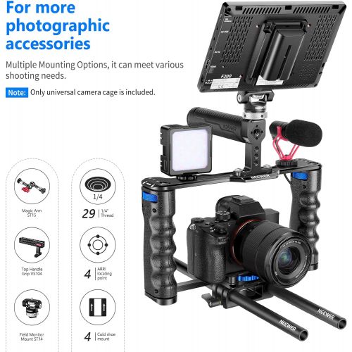 니워 Neewer Aluminum Alloy Film Movie Making Camera Video Cage for DSLR Cameras Such as Canon 5D mark II III 700D 650D 600D;Nikon D7200 D7100 D7000 D5200 D5100 D5000 Pentax Sony A7,A7II