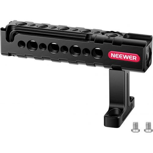 니워 Neewer Top Handle, Adjustable Camera Handgrip with Arri Locating Point, 1/4” & 3/8” Screw Holes, and Cold Shoes for LED Light/Microphone, Compatible with SmallRig Camera Cage - VS1