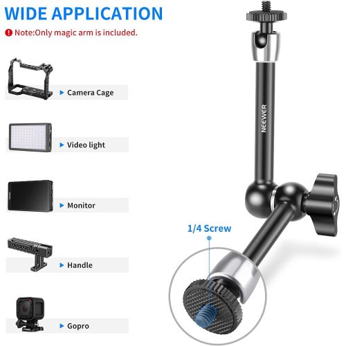 니워 Neewer Super Clamp with 1/4 and 3/8 Thread and 9.8in/25cm Adjustable Magic Arm with Both 1/4-inch Thread Screw for Flash, LED Light, Microphone, Monitor, Load up to 4.4lb/2kg ? ST2