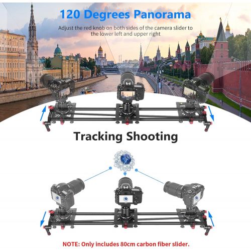 니워 Neewer Camera Slider, 31.5 inches/80 centimeters Carbon Fiber Track Rail Slider Video Stabilizer, Parallax and Panoramic Slide, Angle Follow Focus, for Smartphone DSLR Cameras, Loa