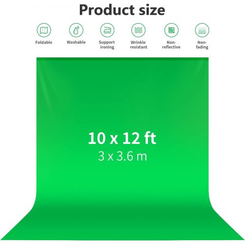 니워 Neewer 10 x 12FT / 3 x 3.6M PRO Photo Studio Premium Polyester Collapsible Backdrop Background for Photography,Video and Televison (Background ONLY) - GREEN