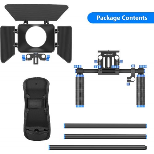 니워 Neewer Camera Shoulder Rig, Video Film Making System Kit for DSLR Camera and Camcorder with Shoulder Mount, 15mm Rod, Handgrip and Matte Box, Compatible with Canon/Nikon/Sony/Penta