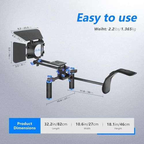 니워 Neewer Camera Shoulder Rig, Video Film Making System Kit for DSLR Camera and Camcorder with Shoulder Mount, 15mm Rod, Handgrip and Matte Box, Compatible with Canon/Nikon/Sony/Penta