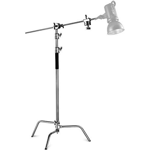 니워 Neewer Pro 100% Stainless Steel Heavy Duty C Stand with Boom Arm - Max Height 10.5ft/320cm Photography Light Stand with 4.2ft/128cm Holding Arm, 2 Grip Head for Studio Monolight, S