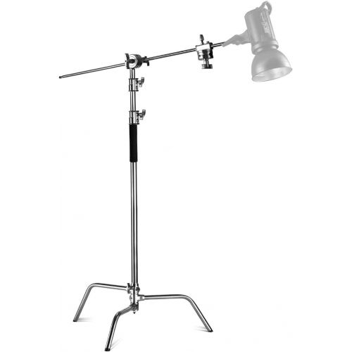 니워 Neewer Pro 100% Stainless Steel Heavy Duty C Stand with Boom Arm - Max Height 10.5ft/320cm Photography Light Stand with 4.2ft/128cm Holding Arm, 2 Grip Head for Studio Monolight, S