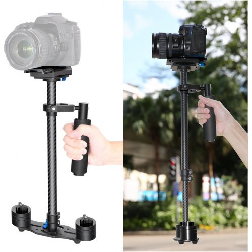 니워 Neewer Carbon Fiber 24 inches/60 centimeters Handheld Stabilizer with 1/4 3/8 inch Screw Quick Shoe Plate for Canon Nikon Sony and Other DSLR Camera Video DV up to 6.6 pounds/3 kil