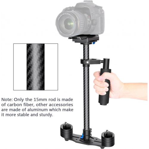 니워 Neewer Carbon Fiber 24 inches/60 centimeters Handheld Stabilizer with 1/4 3/8 inch Screw Quick Shoe Plate for Canon Nikon Sony and Other DSLR Camera Video DV up to 6.6 pounds/3 kil