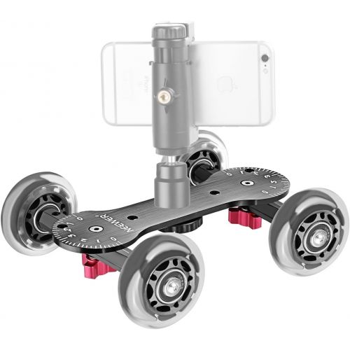 니워 Neewer Scaled Camera Table Dolly Slider with 22 pounds/10 kilograms Load Capacity Skater Design Aluminum Rods Rotatable Rubber Wheels 1/4-inch 3/8-inch Screw Threads for DSLRs Vide