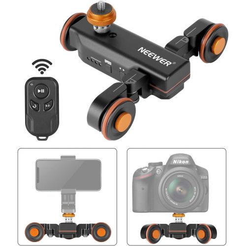 니워 Neewer 3-Wheels Wireless Video Camera Dolly, 3-Speed Motorized Electric Track Rail Slider Dolly Car with Remote Control, Compatible with DSLR Camera, Camcorder, Gopro, iPhone, and