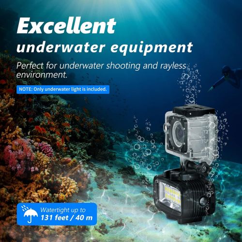 니워 Neewer Waterproof Up to 131ft/40m Underwater 20 LED 700LM Flash Dimmable Fill Night Light with 3 Color Filter(White, Orange, Purple) for GoPro Hero 10 9 8 7 6 5 4 3+ Action Camera