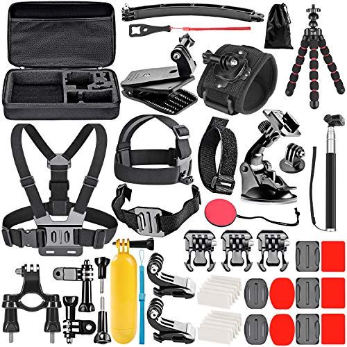 니워 Neewer Upgraded 50-in-1 Action Camera Accessory Kit Compatible with GoPro Hero 10 9 8 Max 7 6 5 Black GoPro 2018 Session Fusion Silver White Insta360 DJI Action 2 AKASO APEMAN Camp