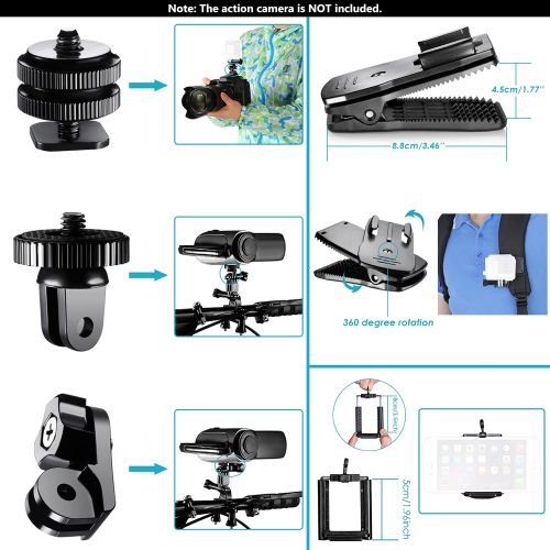 니워 Neewer 53-In-1 Action Camera Accessory Kit Compatible with GoPro Hero 10 9 8 Max 7 6 5 4 Black GoPro 2018 Session Fusion Silver White Insta360 DJI Action 2 AKASO APEMAN Campark SJC