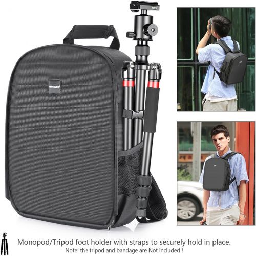 니워 Neewer Camera Case Waterproof Shockproof 11.8x5.5x14.6 inches/30x14x37 Centimeters Camera Backpack Bag with Tripod Holder for DSLR, Mirrorless Camera, Flash or Other Accessories(Gr