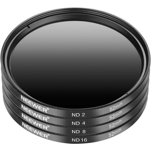 니워 Neewer ND2 / ND4 / ND8 / ND16 Neutral-Density Filter, (52?mm) and Accessory Kit for Nikon D3300, D3100, D3000, D5300, D5200, D5100, D5000, D7000, D7100, DSLR, Lens Pen, Filter Bag