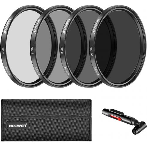 니워 Neewer ND2 / ND4 / ND8 / ND16 Neutral-Density Filter, (52?mm) and Accessory Kit for Nikon D3300, D3100, D3000, D5300, D5200, D5100, D5000, D7000, D7100, DSLR, Lens Pen, Filter Bag