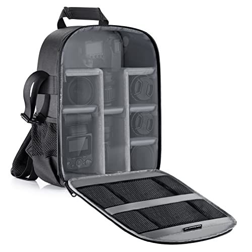 니워 Neewer Camera Bag Water Resistant Shockproof Partition 11.8x5.5x14.6 in /30x14x37 cm Protection Backpack for SLR, DSLR, Mirrorless Camera, Lens, Battery, and Other Accessories (Gra