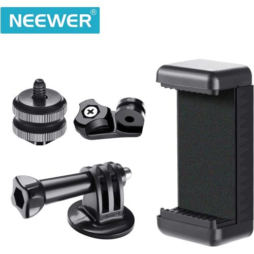 니워 Neewer Phone Holder / Hot Shoe Mount Adapter Kit Compatible with Action Camera GoPro Hero 10 9 8 7 6 5, DJI OSMO Action/Action 2, iPhone13 Pro Max, Samsung, Attaching on DSLR Camer