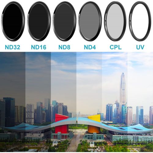 니워 Neewer Camera Lens Filter Kit compatible with gopro Hero 5/6/7: (4)Neutral Density ND Filter(ND4/ND8/ND16/ND32), (1)UV Filter, (1)CPL Filter, (2)Lens Cap, (2)Lens Adapter Ring