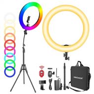 Neewer 18” RGB Ring Light with Stand, 42W Dimmable LED Ring Light with Phone Holder/Bi-Color 3200K?5600K/97+ CRI/0?360° Full Color/9 Scene Effects for Selfie Makeup Zoom Calls YouT
