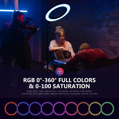 니워 Neewer 18” RGB Ring Light with Stand, 42W Dimmable LED Ring Light with Phone Holder/Bi-Color 3200K?5600K/97+ CRI/0?360° Full Color/9 Scene Effects for Selfie Makeup Zoom Calls YouT