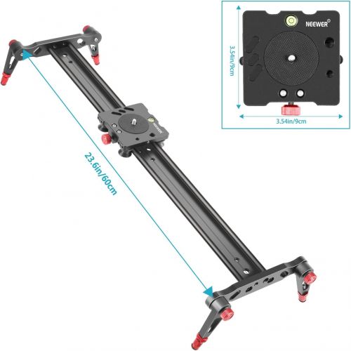 니워 Neewer Aluminum Alloy Camera Track Slider Video Stabilizer Rail with 4 Bearings for DSLR Camera DV Video Camcorder Film Photography, Loads up to 17.5 pounds/8 kilograms (60cm)
