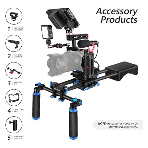 니워 Neewer Camera Shoulder Rig, Video Film Making System Kit for DSLR Camera and Camcorder with Soft Rubber Shoulder Pad and Dual Hand Grips, Compatible with Canon/Nikon/Sony/Pentax/Fu