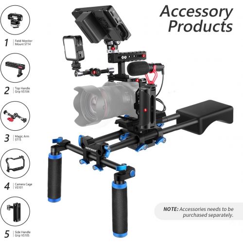 니워 Neewer Camera Shoulder Rig, Video Film Making System Kit for DSLR Camera and Camcorder with Soft Rubber Shoulder Pad and Dual Hand Grips, Compatible with Canon/Nikon/Sony/Pentax/Fu