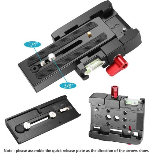 니워 Neewer Professional Aluminum Alloy Quick Shoe Plate Adapter with 1/4 3/8 inches Screw for DSLR Camera Camcorder Tripod Monopod,Compatible with Manfrotto 501HDV 503HDV 701HDV 577/51