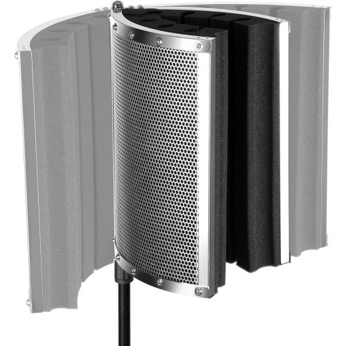 니워 Neewer Foldable Microphone Acoustic Isolation Shield with Lightweight Metal Alloy, Acoustic Foams, Mounting Brackets and Screws for Mic Stand with 5/8 Thread