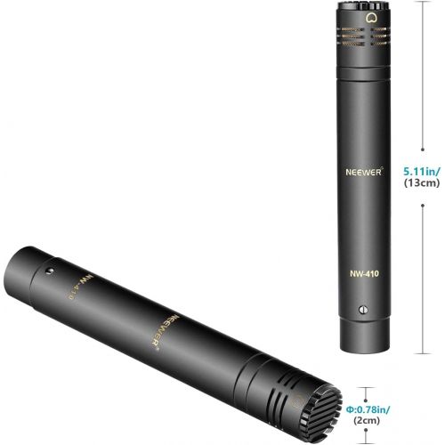 니워 [아마존베스트]Neewer 2-Pack Pencil Stick Condenser Microphone with Interchangeable Omni, Cardioid and Super Cardioid Capsules, Foam Windscreens, Mic Clip and Portable Carrying Case for Acoustic