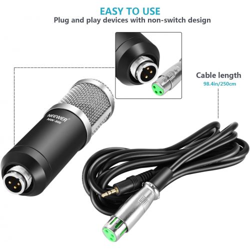 니워 [아마존베스트]Neewer NW-800 Pro Cardioid Studio Condenser Microphone Set with Shock Mount,Ball-type Anti-wind Foam Cap,3.5mm to XLR Audio Cable for Recording Broadcasting YouTube Live Periscope