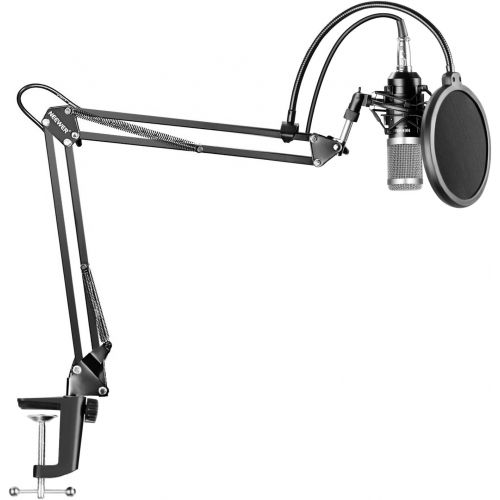 니워 [아마존베스트]Neewer NW-800 Silver Professional Studio Broadcasting Recording Condenser Microphone & NW-35 Adjustable Recording Microphone Suspension Scissor Arm Stand with Shock Mount and Mount