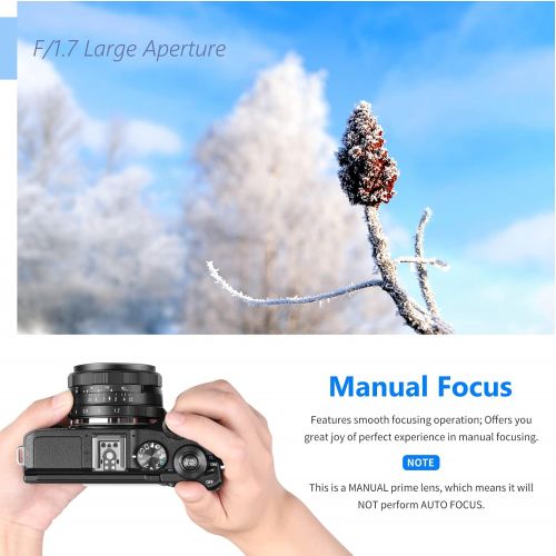 니워 [아마존베스트]Neewer 35mm F/1.7 APS-C Prime Manual Focus Lens Compatible with Canon EF-M EOS-M Mount Mirrorless Cameras EOS M M2 M3 M5 M6 M10 M50 M100 etc