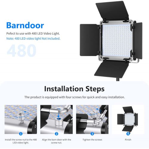 니워 [아마존베스트]Neewer Professional LED Video Light Barn Door for Neewer 480 LED Light Panel 4.5x6.9 Inches/11.5x17.5 cm, Solid Metal Construction (Only Barndoor Included)