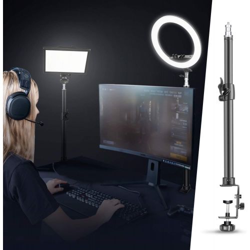 니워 [아마존베스트]Neewer Tabletop Light Stand Clip Stand with 1/4inch Screw for Ring Light and LED Light, Aluminum Alloy, Adjustable 12.5-20.6 inches/32-52cm for Make Up, Live Streaming, Photo Video