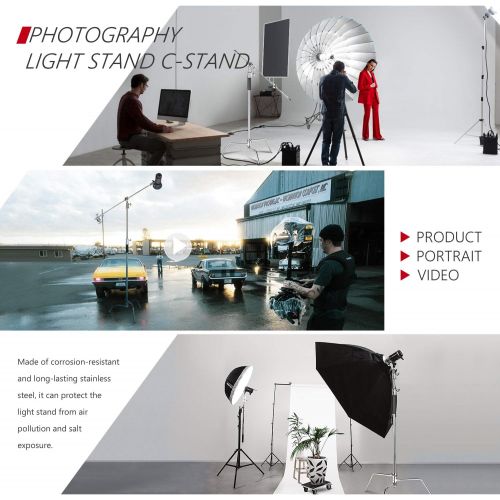 니워 [아마존베스트]Neewer 10 Feet/3 Meters C-Stand Light Stand with 4 Feet/1.2 Meters Extension Boom Arm, 2 Pieces Grip Head and Carry Bag for Photography Studio Video Reflector, Umbrella, Monolight,