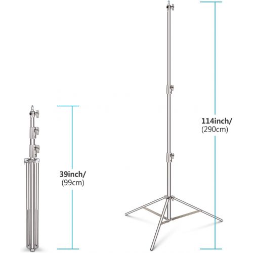 니워 [아마존베스트]Neewer 3-pack Stainless Steel Light Stand with 1/4 -inch to 3/8-inch Universal Adapter 39-102 inches/99-260 centimeters Foldable Support Stand for Studio Softbox,Umbrella,Strobe Li