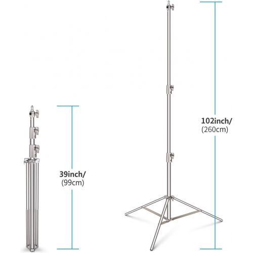 니워 [아마존베스트]Neewer 2 Pieces Light Stand Kit, 102/260cm Stainless Steel Heavy Duty with 1/4 to 3/8 Adapter for Studio Softbox, Monolight and Other Photographic Equipment