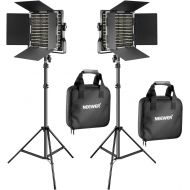 [아마존베스트]Neewer 2 Pieces Bi-color 660 LED Video Light and Stand Kit Includes:(2)3200-5600K CRI 96+ Dimmable Light with U Bracket and Barndoor and (2)75 inches Light Stand for Studio Photogr
