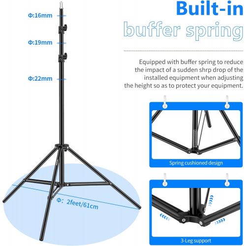 니워 [아마존베스트]Neewer 6.23 Feet/190CM Aluminum Light Tripod Stands For Studio Kits, Photography Lights, Softboxes(Black,2 Pack)