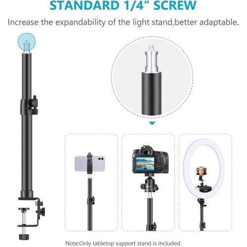 니워 [아마존베스트]Neewer Tabletop Light Stand Clip Stand with 1/4inch Screw for LED Video Light & Ring Light, Adjustable 32-52cm, Aluminum Alloy, for Live Streaming Lighting, Photo Video Studio Shoo