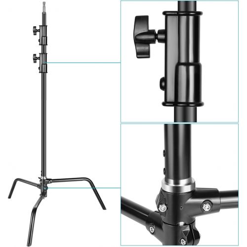 니워 [아마존베스트]Neewer Heavy Duty Light Stand with Detachable Base, 5-10 feet/1.6-3.2 Meters Adjustable C Stand with 2 Risers for Studio Photography Location Shooting, Aluminum Alloy, Max Load Cap