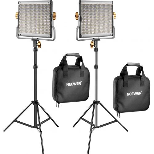 니워 [아마존베스트]Neewer 2 Packs Dimmable Bi-Color 480 LED Video Light and Stand Lighting Kit Includes: 3200-5600K CRI 96+ LED Panel with U Bracket, 75 inches Light Stand for YouTube Studio Photogra