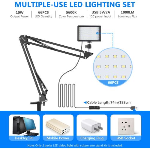 니워 [아마존베스트]Neewer Video Conference Lighting Kit for Zoom Call Meeting/Remote Working/Self Broadcasting/YouTube Video/Live Streaming: 2-Pack Dimmable 5600K LED Video Light with Scissor Arm Sta