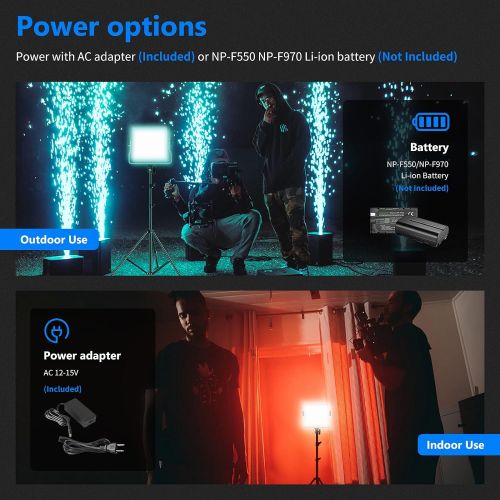 니워 [아마존베스트]Neewer 2 Packs 480 RGB Led Light with APP Control, Photography Video Lighting Kit with Stands and Bag, 480 SMD LEDs CRI95/3200K-5600K/Brightness 0-100%/0-360 Adjustable Colors/9 Ap