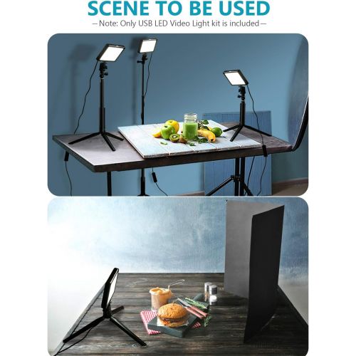 니워 [아마존베스트]Neewer 3-Pack Portable Photography Lighting Kit Dimmable 5600K USB 66 LED Video Light with Adjustable Tripod Stand/Color Filters for Table Top/Low Angle Product Shooting YouTube Vi