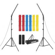 [아마존베스트]Neewer 2 Packs 210 LED Video Light Photography LED Lighting Kit, Dimmable 3200-5600K Light with Stand, Infrared Remote Control, Color Filters(Red/Yellow/Blue) and Carry Bag (Batter